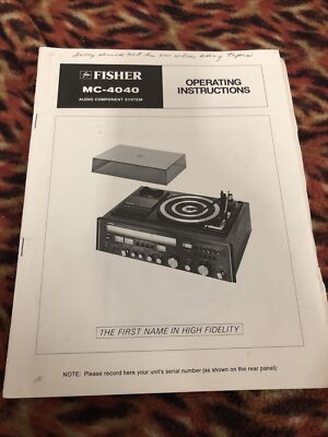 Fisher MC-4040 Operating Instructions Audio Component System-image