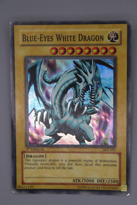 YuGiOh BLUE-EYES WHITE DRAGON Holo Card SKE-001 - 1st First Edition Secret Rare-image