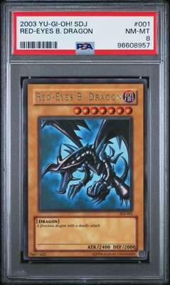 2003 YU-GI-OH! STARTER DECK: JOEY #001 RED-EYES B. DRAGON PSA 8-image