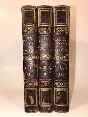 LEATHER Set;THE WORKS OF SAMUEL TAYLOR COLERIDGE! 1829 SECOND EDITION first Full-image
