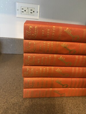 Set Of 6 Ellery Queen Leather Bound Books-image