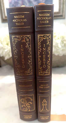 The Incerto Set  of 2  by Nassim Nicholas Taleb 1st Castallia Edition Cowhide-image