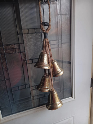 CHRISTMAS DOOR BELLS/CHIMES LEATHER BOUND JUDE ALL OCCASIONS SET of stylish...-image