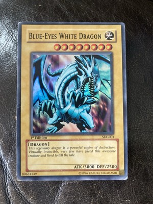 Yugioh SKE-001 Blue-Eyes White Dragon Super 1st Edition Damaged Rare In Hand 🔥-image