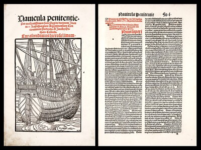1511 GEILER Navicula SERMONS based on BRANT’S SHIP OF FOOLS p-incunable Catholic-image