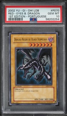 2002 Yu-Gi-Oh! Red-Eyes Black Dragon LOB LDB-P070 Ultra Rare 1st Edition PSA 10-image