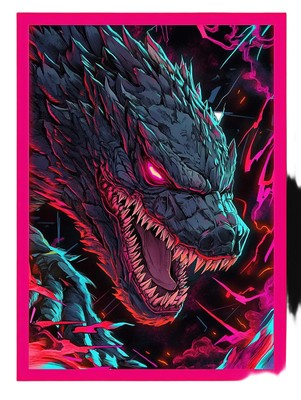 Neon Cyber Godzilla Vinyl Car Decal Sticker – Waterproof & UV-Resistant-image