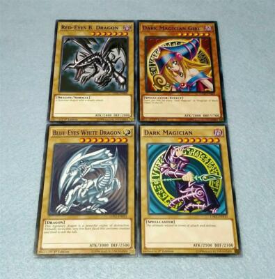 YuGiOH Blue Eyes White Dragon Dark Magician Girl Red Eyes Black 4 C + Bonus Gift-image