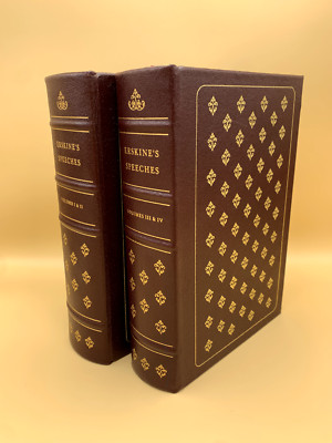 SPEECHES OF LORD ERSKINE 4 Volumes in 2 Books LEATHER SET LEGAL CLASSICS Library-image