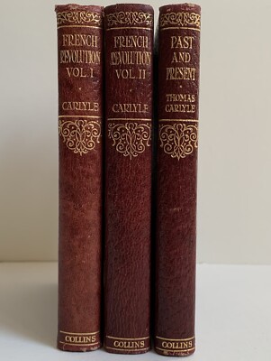 Thomas Carlyle The French Revolution + Past and Present Lot Set c1900 BINDING-image
