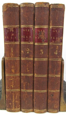 1789 GIL BLAS DI SANTILLANO Alain Rene Le Sage Leather 4 Vol Set-image