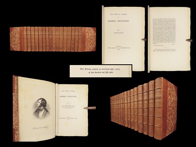 1888 EXQUISITE Poems of Robert Browning Poetry Sordello Ring and Book 16v Set-image