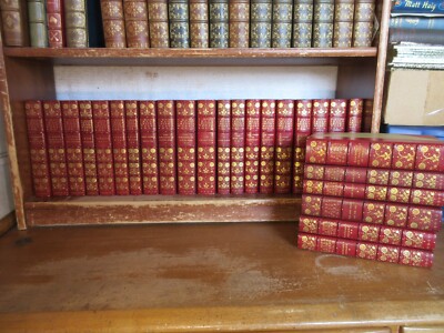Old WORKS OF F. HOPKINSON SMITH Leather Book Set SIGNED ARTIST FINE BINDING LOT-image