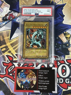 Yugioh PSA 9 Blue-Eyes White Dragon LOB-001 1st Edition WAVY Ultra Rare-image