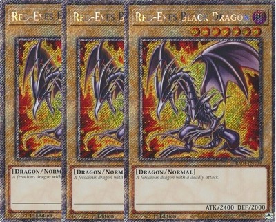 3x Yu-Gi-Oh! Red-Eyes Black Dragon 7th Alternative RA04-EN109 Platinum Playset-image