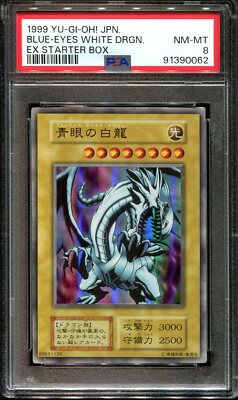 🍓💕 YUGIOH - PSA 8 - BLUE EYES WHITE DRAGON - EX STARTER BOX JAPANESE HOLO-image