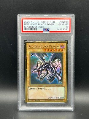 Yugioh PSA 10 GEM MT Red-Eyes Black Dragon MAGO-EN003 Gold Rare 1st Ed S#3361-image