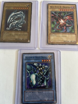 yugioh cards lot Of 3.. Blue Eyes White Dragon, Red Eyes B Dragon, Paladin Of Wh-image