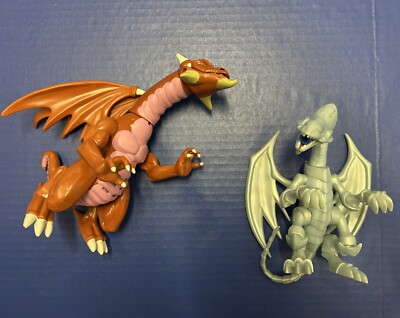 1996 Vintage Yu GI Oh Blue Eyes White Dragon & Thousand Dragon Action Figure Lot-image
