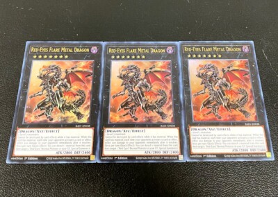 MINT 3X RED-EYES FLARE METAL DRAGON RA01-EN038 ULTRA RARE YUGIOH 1st Edition-image