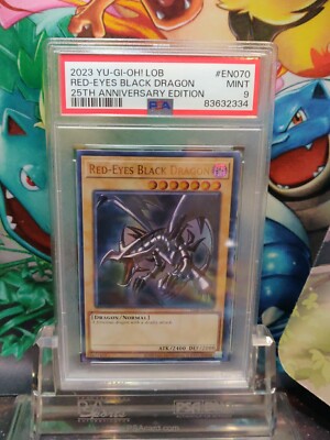  YUGIOH! PSA 9 25TH ANNIVERSARY RED EYES BLACK DRAGON LOB-EN070-image