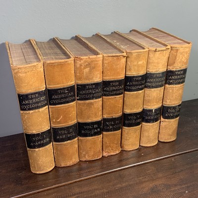 1873–1879 American Cyclopaedia Vol 1–7 Leather Antique Encyclopedia Partial Set-image