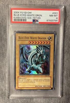 Blue Eyes White Dragon 1st Edition SKE-001 Yugioh PSA 8-image