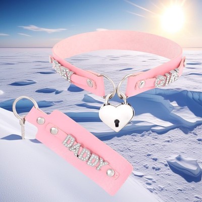 Necklace Choker BRANDON DIY BDSM Gift Pu Leather Custom Heart LOCK Collar ANAL-image