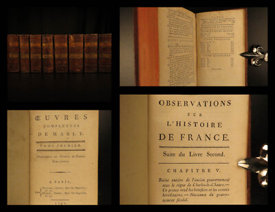 1790 1ed Mably Rights of Man Duties Citizen Philosophy French Revolution 8v SET-image