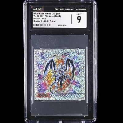 CGC 9 Mint Blue-eyes white Dragon #62 Merlin Yugioh Sticker 2003 Yugioh-image