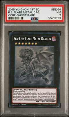 2015 YUGIOH 1ST CORE-EN054 RED-EYES FLARE METAL DRAGON GHOST PSA 7 NM #80455793-image