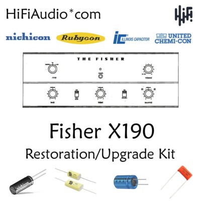 Fisher x190 amplifier restoration recap repair service rebuild kit capacitor .-image