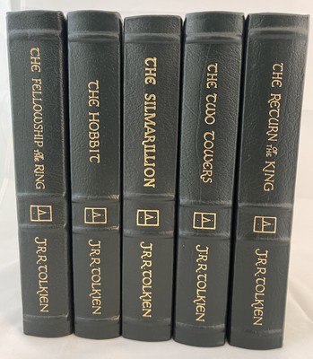 Set Of 5 Books Lord Of Rings Tolkien Hobbit Fellowship Two Towers - Easton Press-image