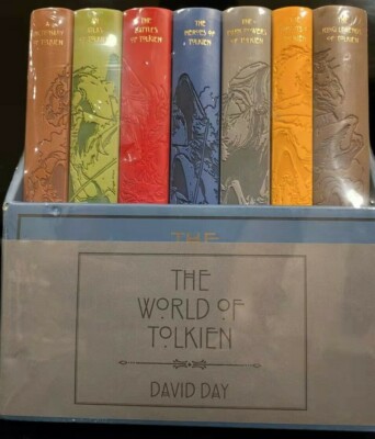 THE WORLD OF TOLKIEN 7 Books David Day Faux Leather Illustrated SEALED GIFT SET-image