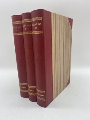 VINTAGE LEATHER 3 BOOK SET ALEXANDRE DUMAS SWEDISH LANGUAGE MYLADYS SON 1945-image