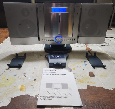 FISHER SLIM-1600 SLIM-PROFILE AUDIO SYSTEM CD, AM/FM STEREO RADIO WALL HANGING-image