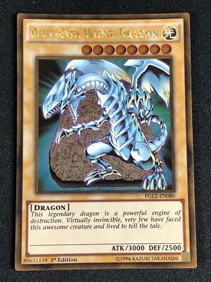 YUGIOH BLUE-EYES WHITE DRAGON PGL2-EN080 1ST GOLD NM-image