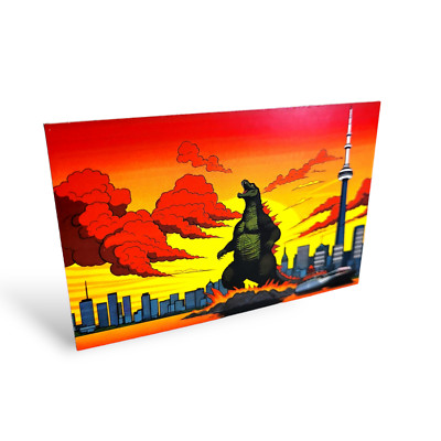Godzilla Invasion CN Tower Toronto Fantasy Comic Art collectible fridge magnet-image