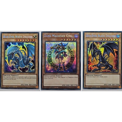 3x set Blue Eyes White Dragon Red Eyes Black Dark Magician Girl MP22 Yugioh EURO-image