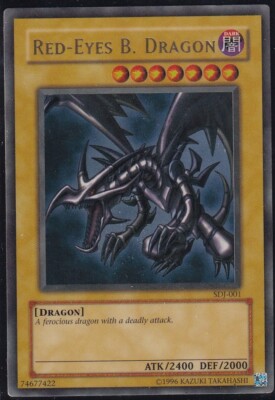 YUGIOH! RED-EYES B. DRAGON - ULTRA RARE UNLIMITED EDITION - SDJ-001 LP-image