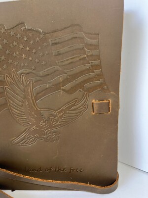 Leather Bound Journal for Men/Women, Handmade Patriotic Gift Set Flag/Eagle-image