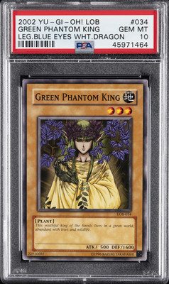 2002 YU-GI-OH! LOB-LEGEND OF BLUE EYES WHITE DRAGON GREEN PHANTOM KING PSA 10-image