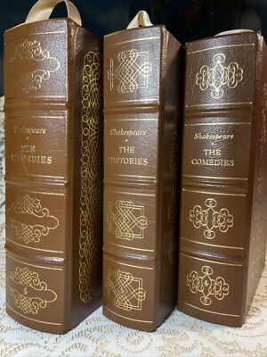 Easton Press 3 Vol Set William Shakespeare Histories Tragedies Comedies Leather-image