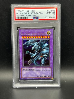 Yugioh PSA 10 GEM MT Blue-Eyes Ultimate Dragon JMP-EN005 Ultimate Edition S#7401-image