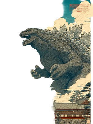 Godzilla Ukiyo-E Vinyl Car Decal Sticker – Waterproof & UV-Resistant-image