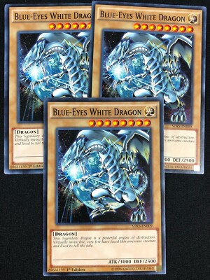 YUGIOH BLUE EYES WHITE DRAGON SDKS-EN009 1ST COMMON X3 (NM)-image