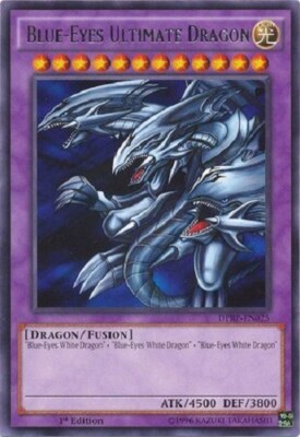 Yugioh - Blue Eyes Ultimate Dragon - 1st Rare - LP - Plus Free Holographic Card-image