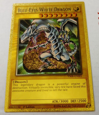 Yu-Gi-Oh! Gold Foil Blue-Eyes White Dragon Custom Fan Made Trading Card YuGiOh-image