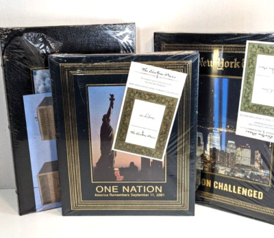 Set 3 EASTON PRESS Leather Bound Books~One Nation~Nation Challenged~September 11-image