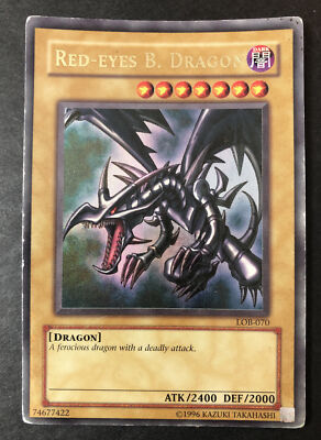 Rare 1996 Yugioh RED-EYES B. DRAGON LOB-070 Card-image